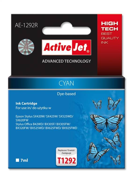 Activejet Epson T1292 Cyan Ae 1292r